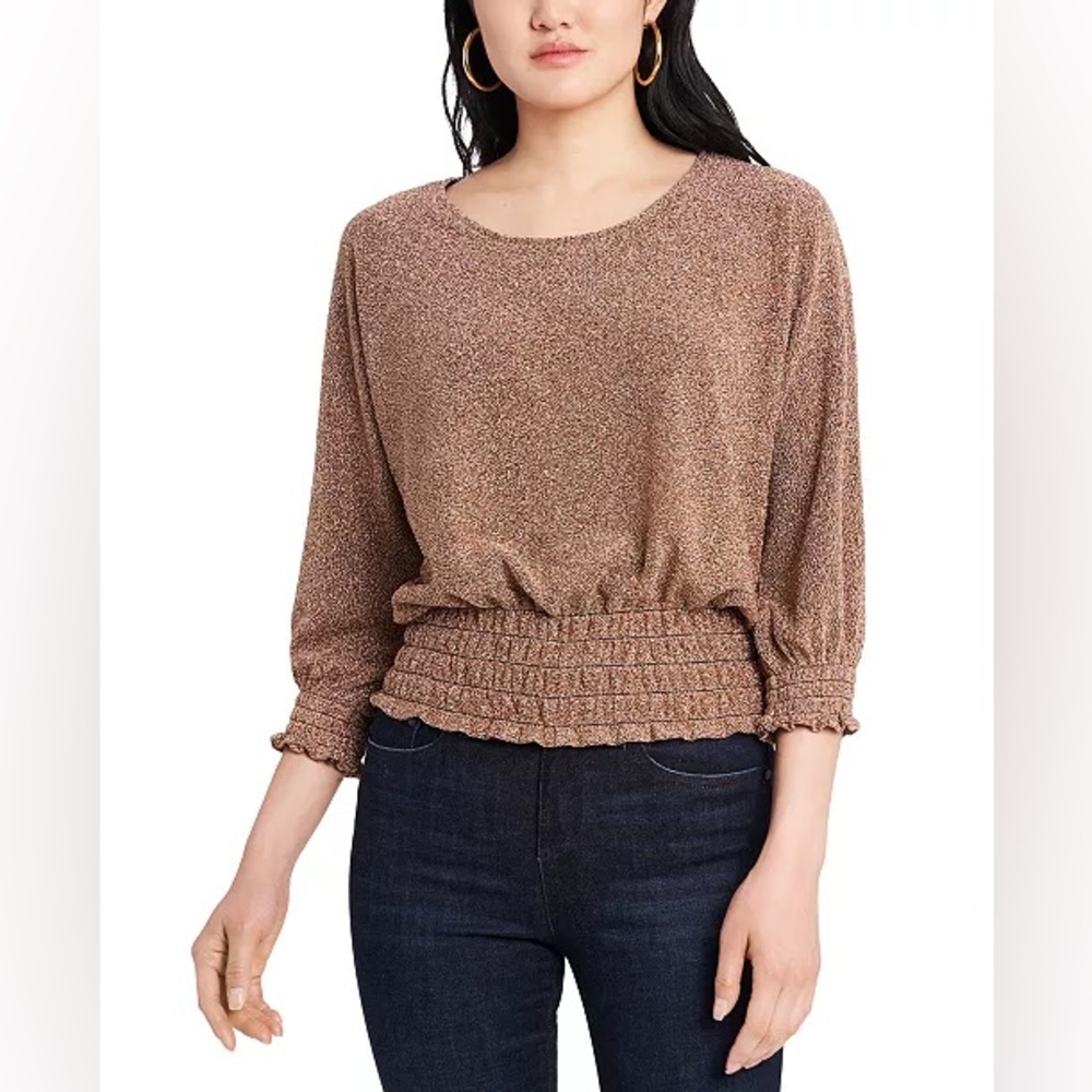 Vince Camuto Smocked Hem Metallic Blouse